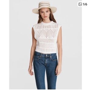 Rag & Bone Cotton Sleeveless Boho Sweater Vest